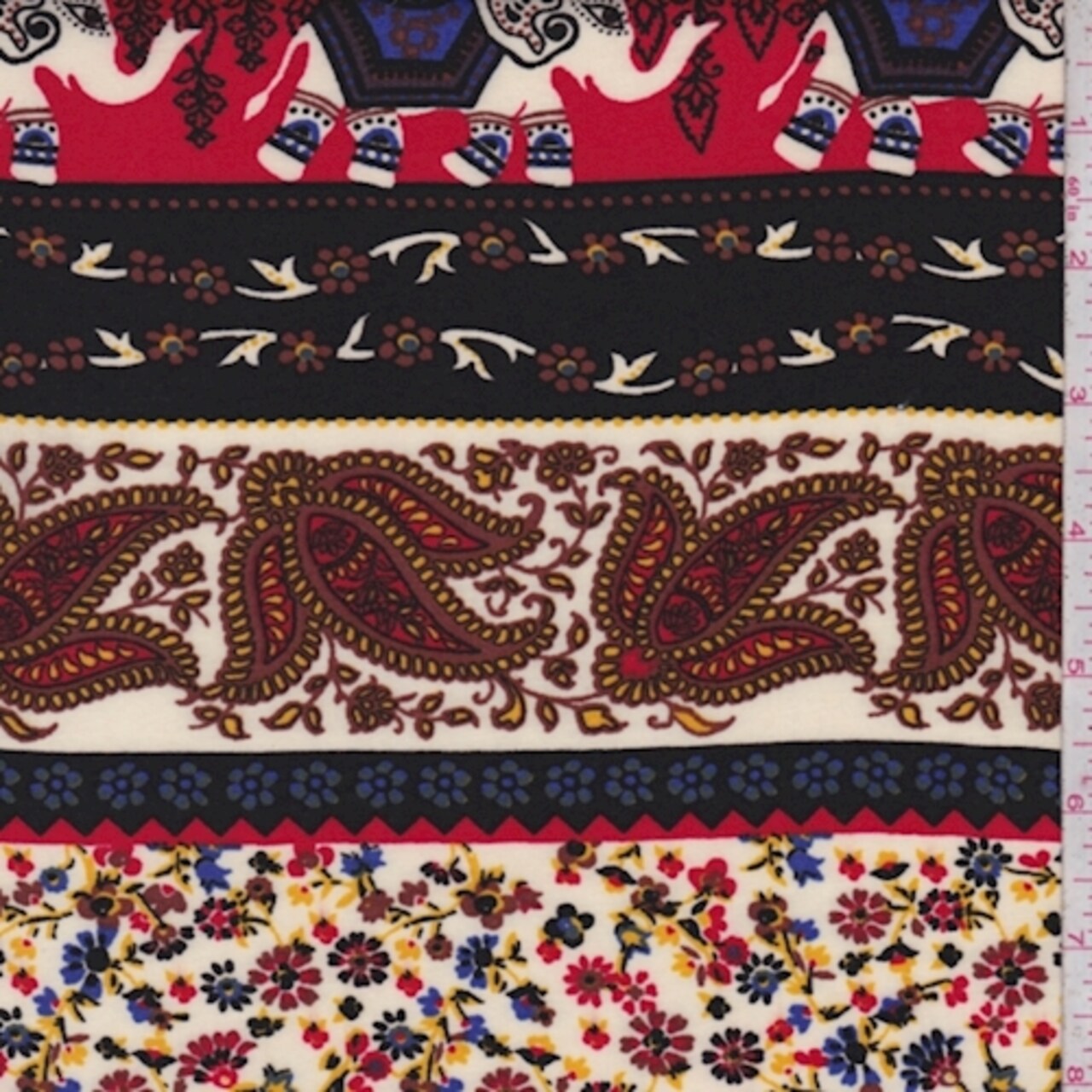 Red/Pale Yellow Moroccan Stripe Rayon Challis Fabric By the Yard